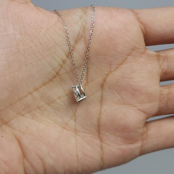 14Kt Gold 0.40 Ct Oval Lab Grown Diamond Solitaire Attached Diamond Pendant - Picture 4 of 5